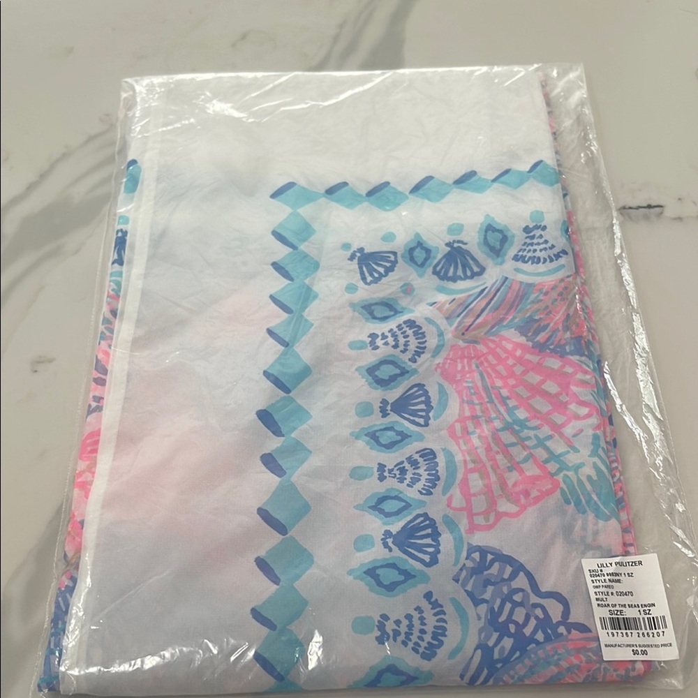 Lilly Pulitzer Blue and Pink Roar of the seas sarong